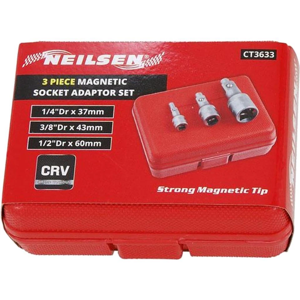 Neilsen 3pc Magnetic Socket Converter Reducer Adapter Set 1/4" 1/2" 3/8" - Image 3 of 4
