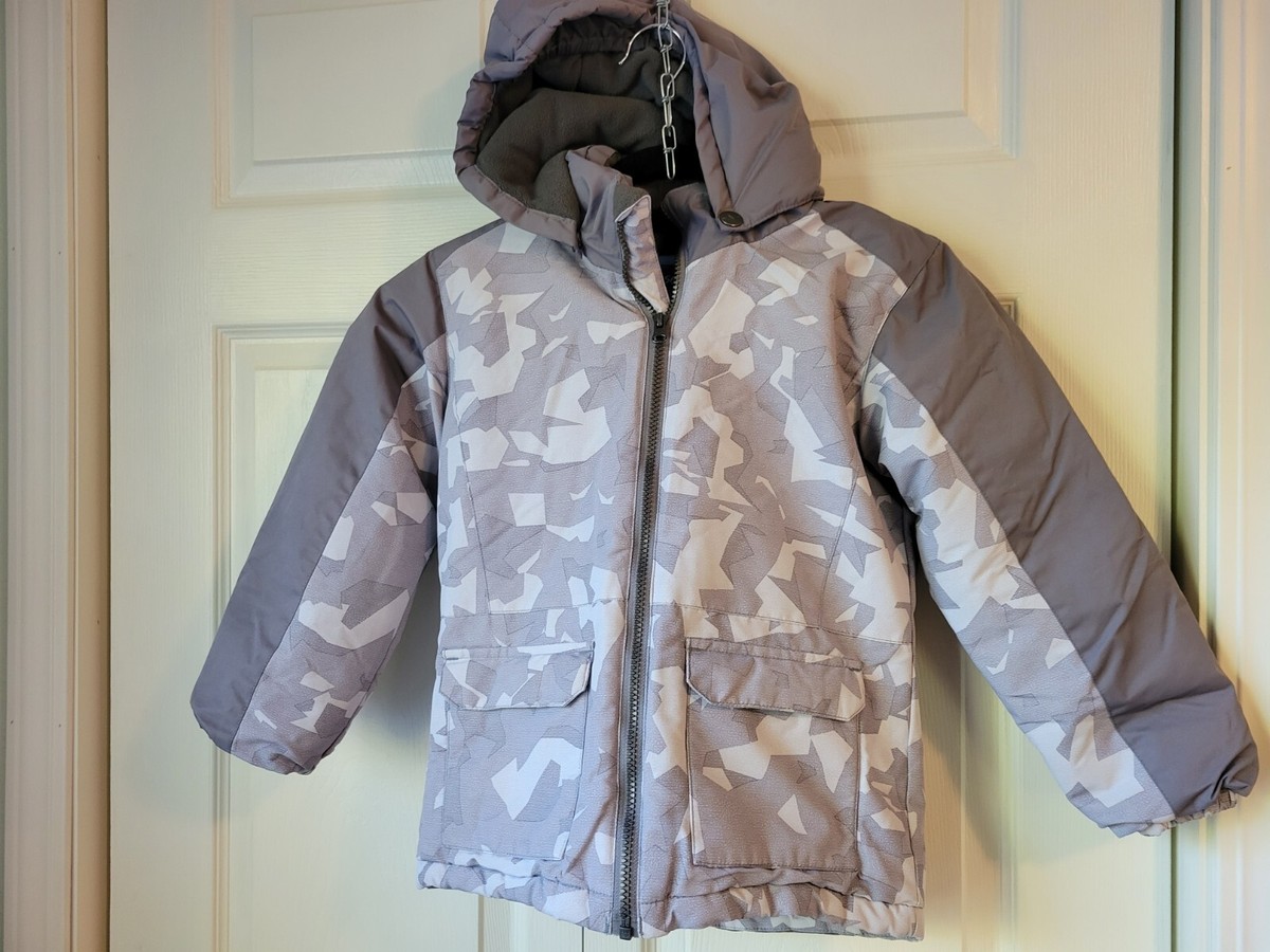 Boys Ski Snow Jacket Hood Medium Kids Gray Winter Coat Youth