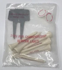 1989 PGA Championship Divot Repair SET Tees & Marker Kemper Lakes PAYNE STEWART