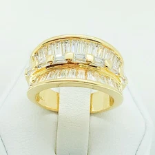 R3898 Women Fashion Jewelry White Yellow Gold Plated Promise Wedding CZ Ring