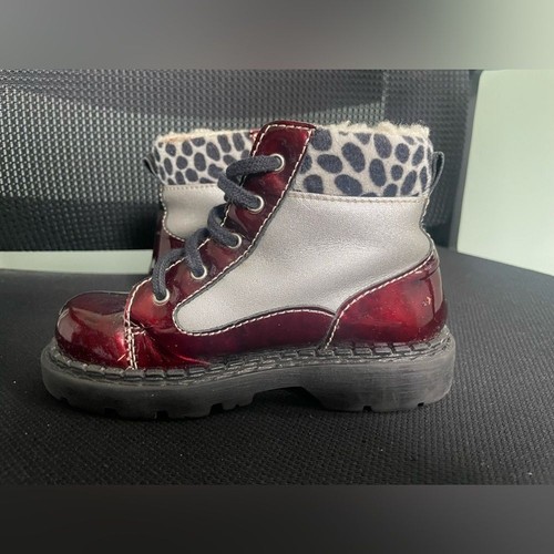 Girls Toddler Kids Moschino Smiley Face Red Black Lace Up Hight Boots Sz 10 - Picture 9 of 9