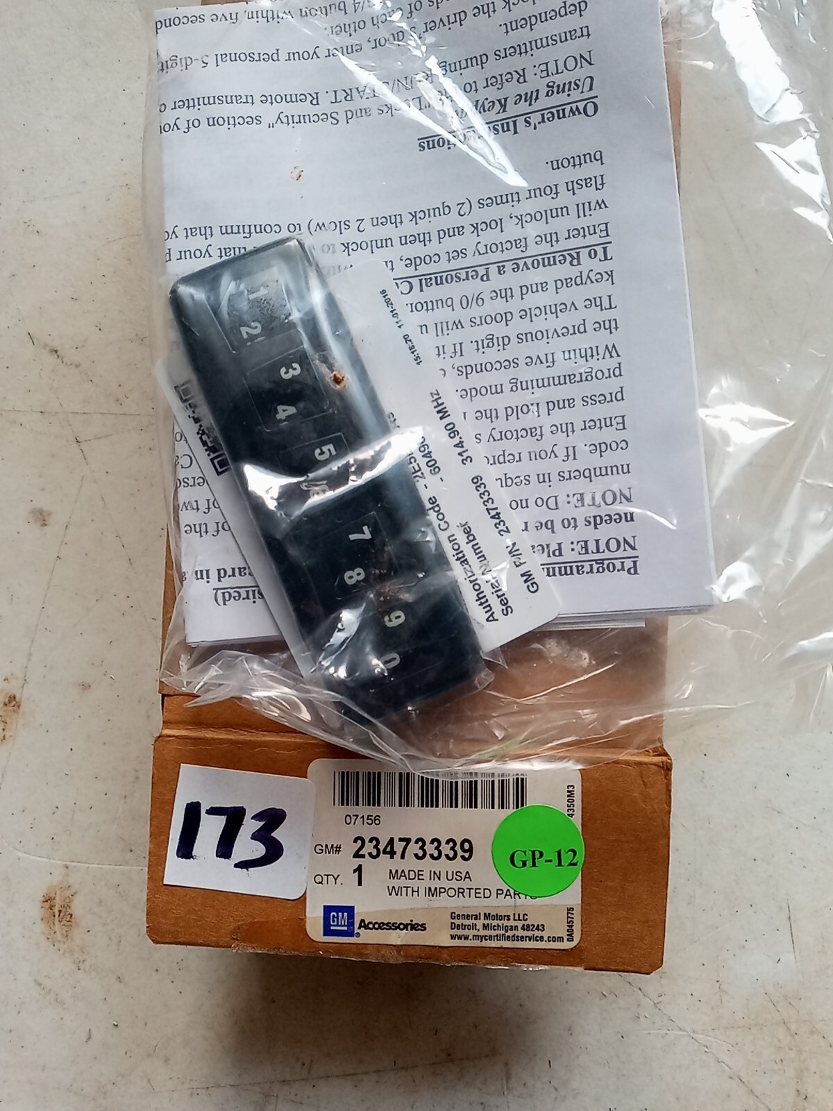 GM OEM 23473339 2018-24 Chevy Equinox Keyless Entry Keypad | eBay