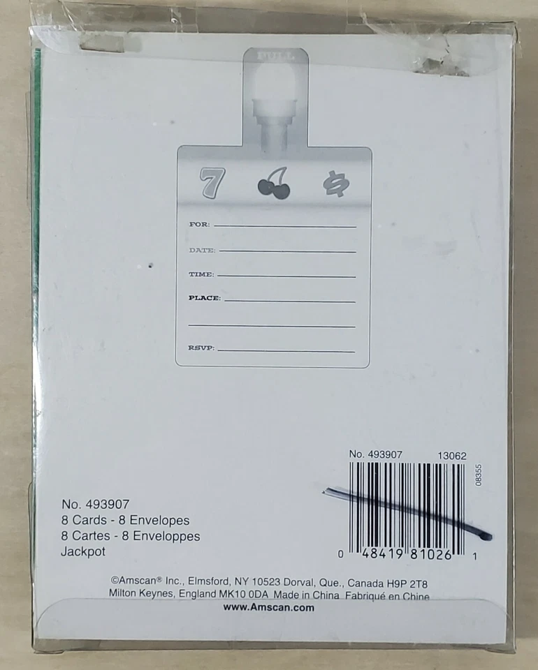 Party Invitations Casino Theme 8 Count With Envelops Novelty - Image 3 of 4