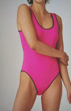 NEW Lucky Brand L142908 Pink Spring Romantic Shell Stitch One-Piece Swimsuit , L