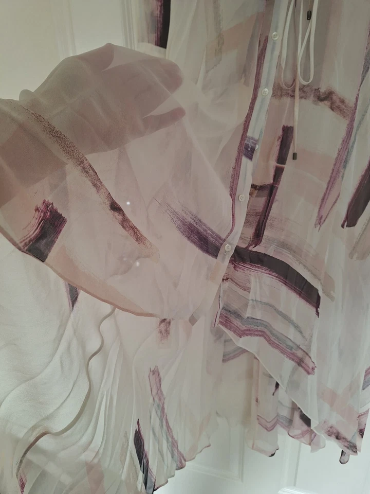 Vestido túnica seda manga larga alto hippie talla XS Foto 3 de 4