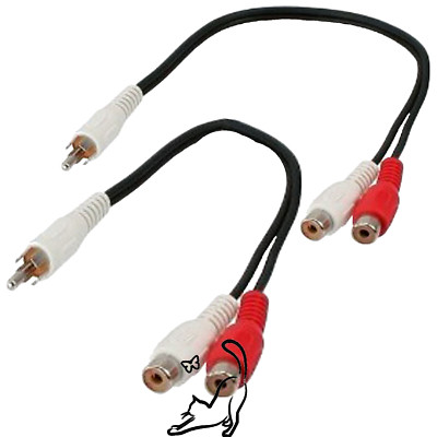 2 Stück RCA Cinch Splitter y Adapter Verteiler Kabel Stecker 2 Buchse chinch ECO