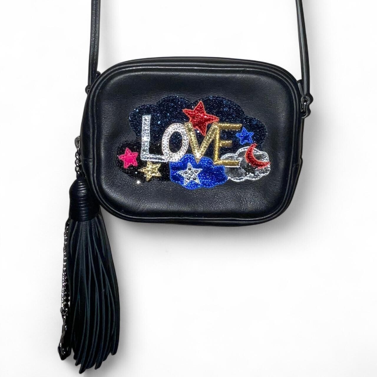 Saint Laurent black leather Lou Camera bag with LOVE embroidery