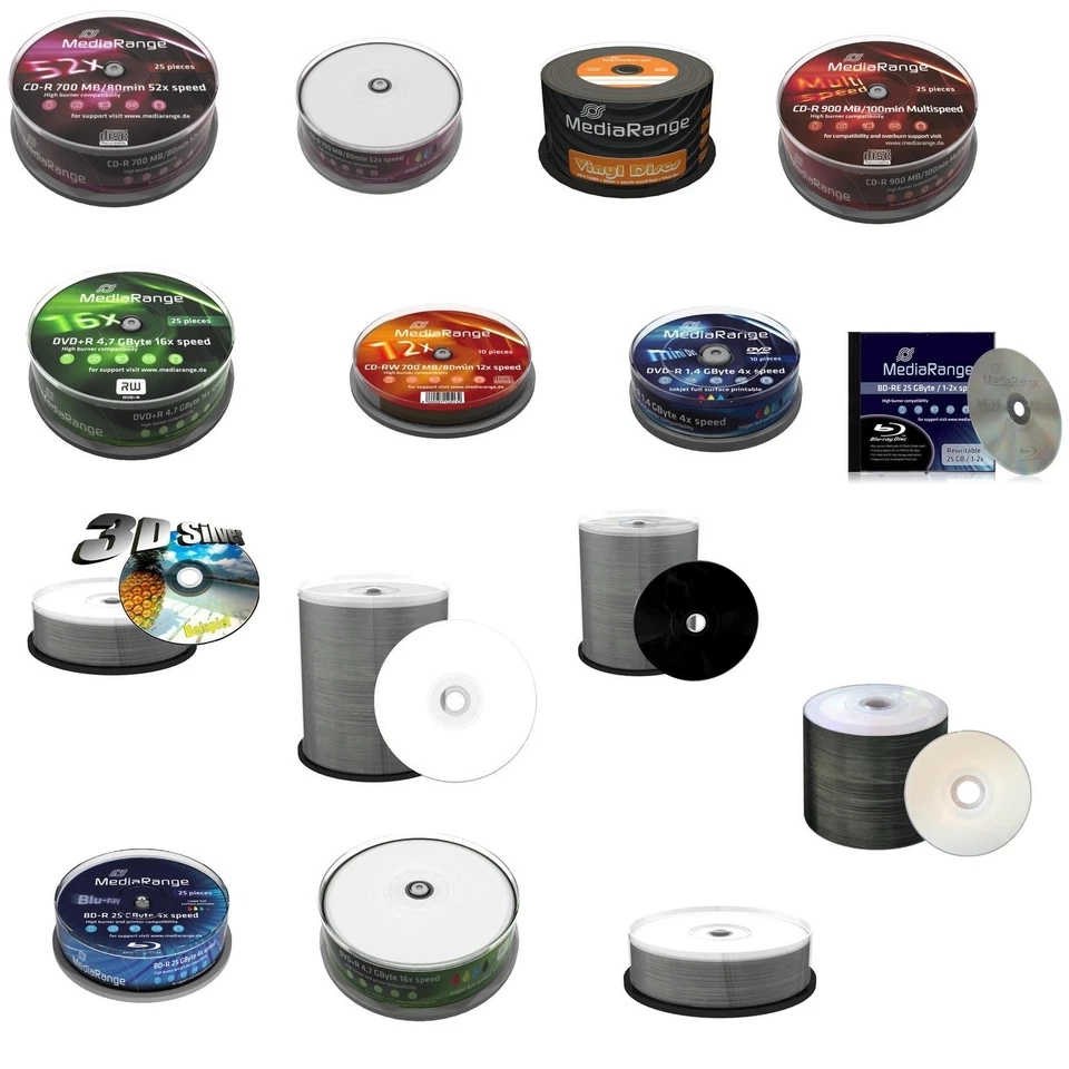 DVD MEDIARANGE -R +R Vergini Vuoti Print Stampabili Cake BD BluRay Dual Layer