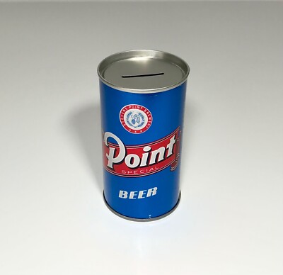 POINT SPECIAL BEER STEEL CAN BANK METAL 12 OZ VINTAGE UNUSED EMPTY STEVENS POINT
