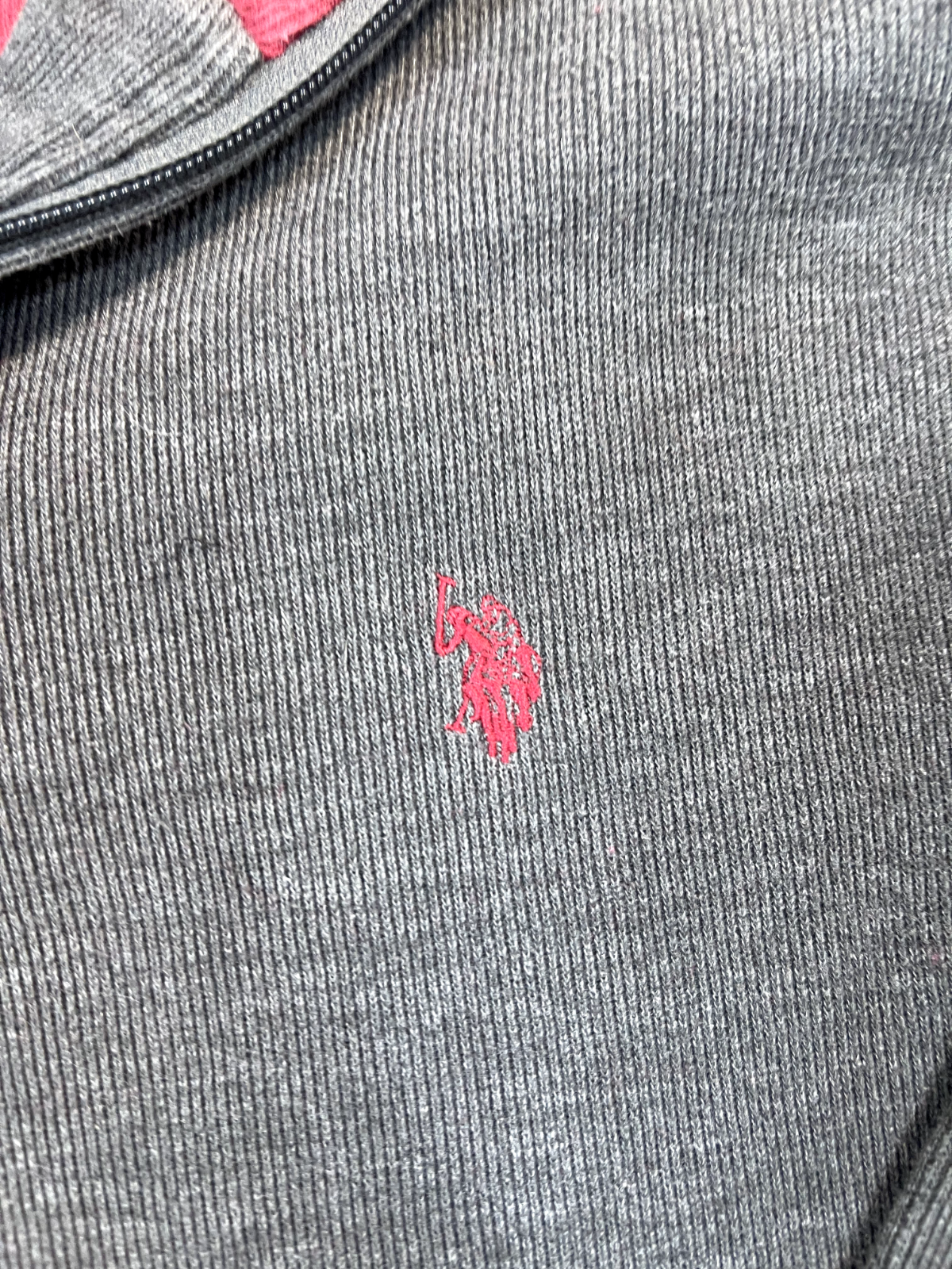 Maglione US Polo Association grande 1 4 zip uomo grigio pullover felpa pony