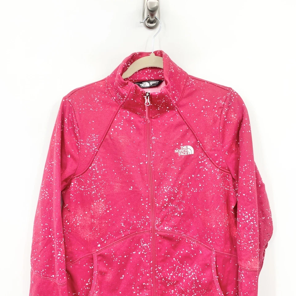 Chaqueta The North Face Mujer Grande Cremallera Frontal Sudadera Abrigo Rosa Blanco Estampado Foto 2 de 4
