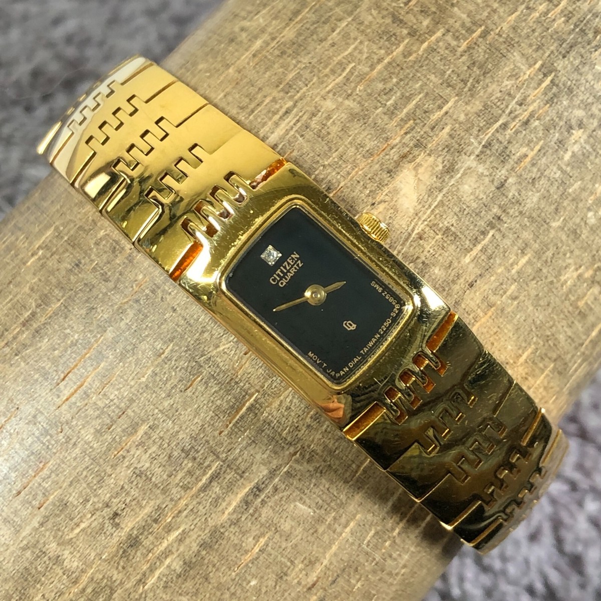 Citizen Women 2250-S07157 Dress Gold Tone Rectangular 13mm Quartz