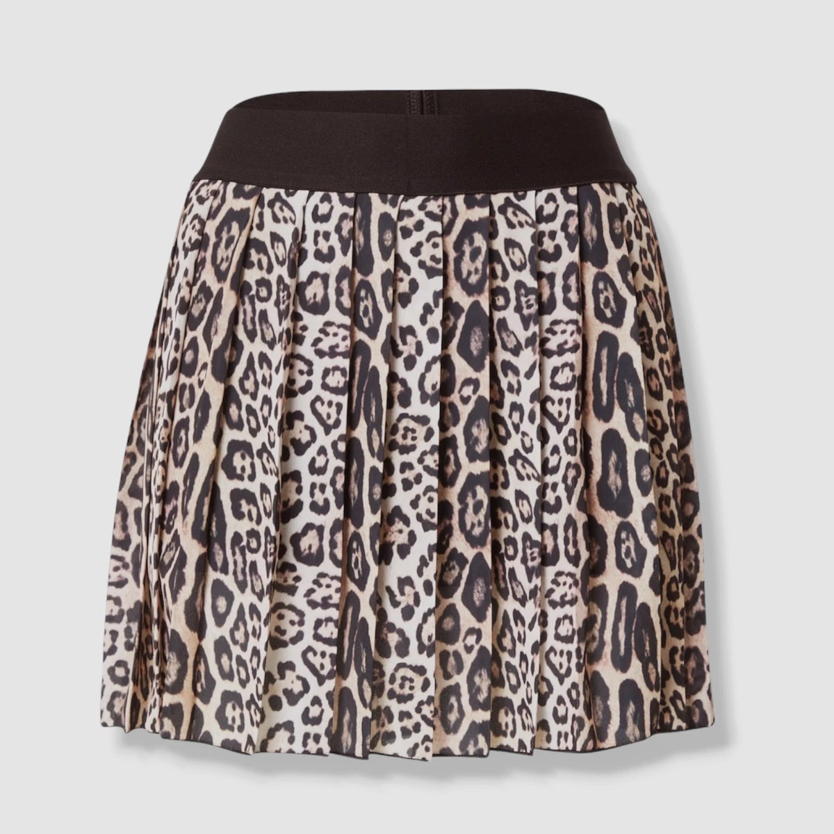 Leopard print pleated mini clearance skirt