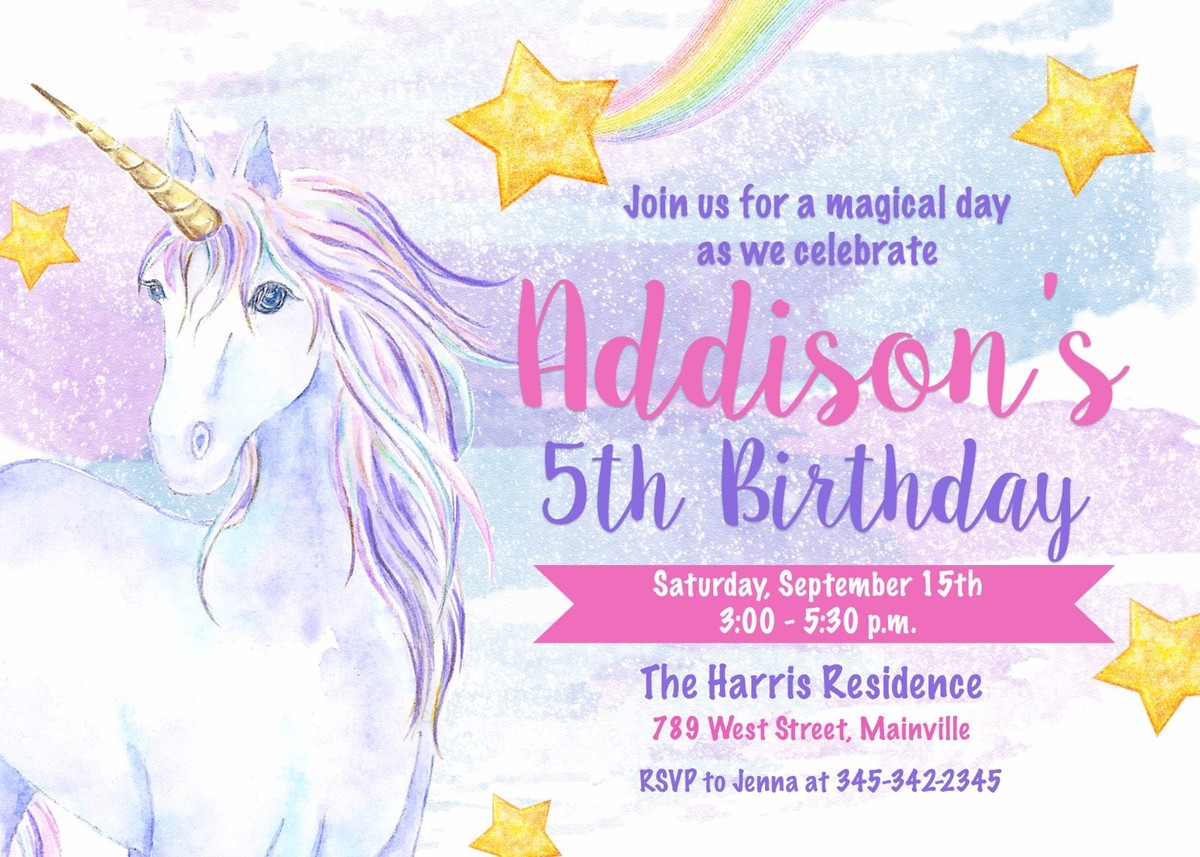 Invitation Size Envelopes 10 X Unicorn Birthday Party Invitations For Girls  - Kids Birthday Party Invites With Pink Envelopes - A6 Size, Turquoise  Design Envelopes For Invitations, image size:1200x857