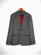 John Varvatos Luxe Men's Sz 44 Notch-Lapel Sportcoat With Piping Gray Wool Blend