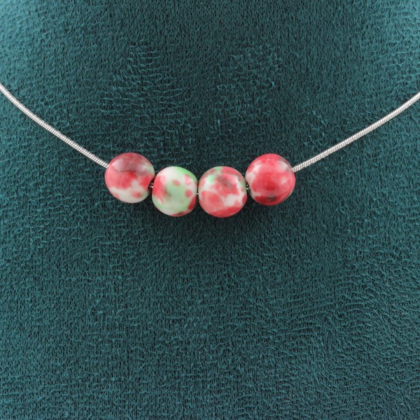Edelsteine & Schmucksteine Collier 4 Perlen Jaspis GrüN Rot 8 Mm Kette-image