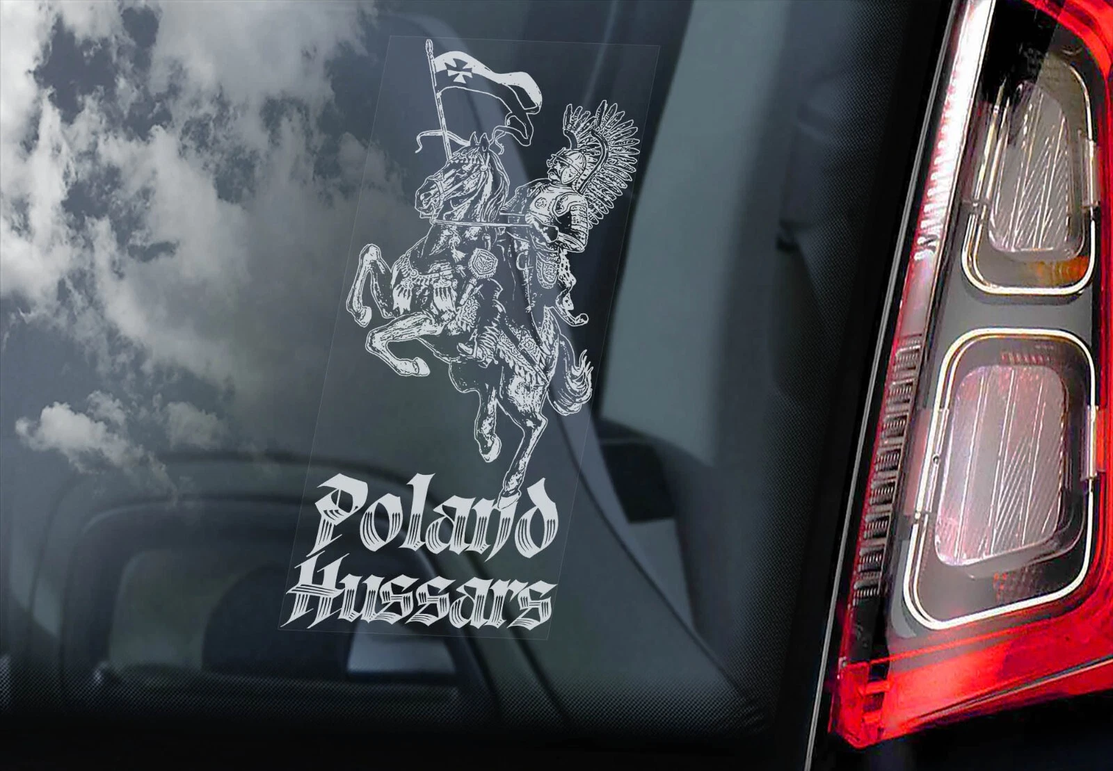 POLSKA HUSARIA Car Window Sticker - Poland Hussars Coat Arms Crest Decal Sign