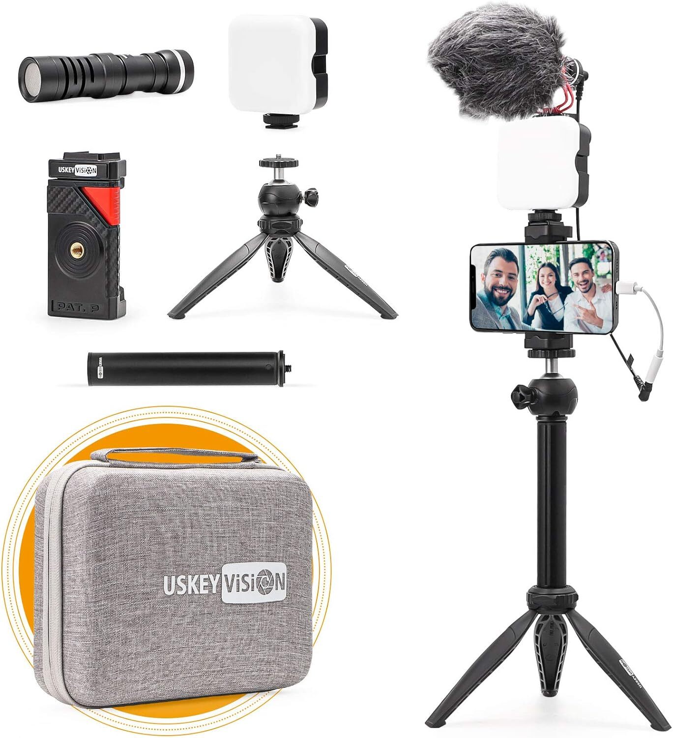 Smartphone Video Vlogging Kit Video Light Extension Monopod w Extendable Stick-image
