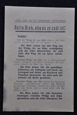 Original WWII Red Army Leaflet SAVE YOURSELF BEFORE ITS TOO LATE - Rare