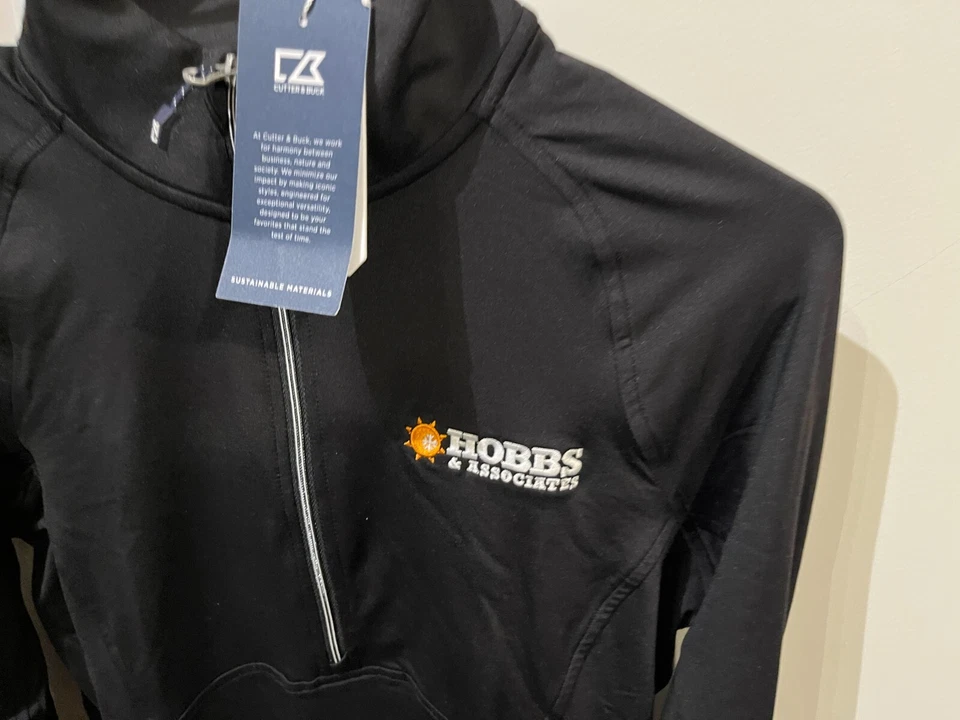 Hobbs and Associates Branded Cutter and Buck 1/2 Zip Sweatshirt - Black (Small) - Image 2 of 3