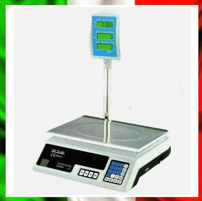 Professionelle Digitalwaage 40Kg Tablett Edelstahl 6 Display Akku oder Strom