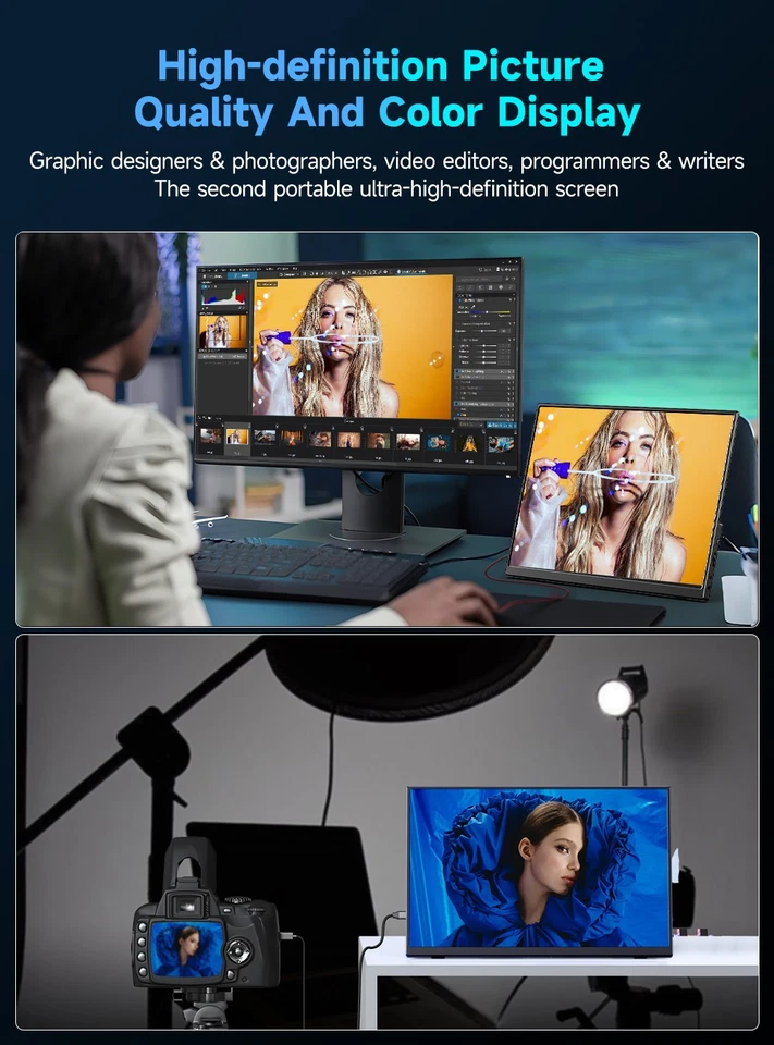 UPERFECT 13.4" IPS 4K Monitor Portable Screen External Monitor 3840x2400 USB C - Image 3 of 4