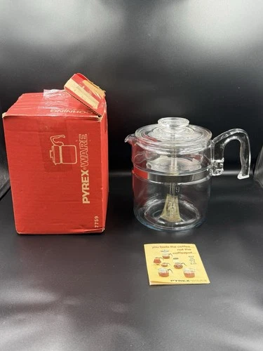 VTG Pyrex Pyrexware 7759 9 Cup Corning Glass Range-Top Percolator New Open Box