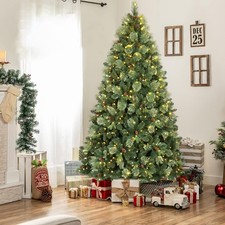 5-8 Ft Pre-Lit Carolina Pine Christmas Tree Realistic Holiday Artificial Tree