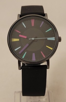 FMD Women's Quartz Watch FMDOTT041 - Black Face & Band, Colorful Markers