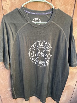 Life is Good Enjoy The Ride Bicycle Graphics Semi-Fitted GREEN T-Shirt  Men's L