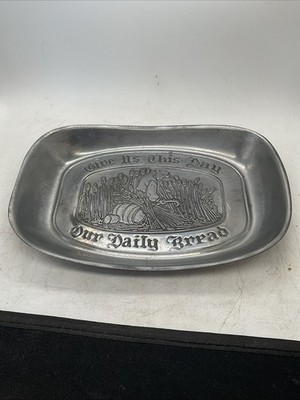 Duratale By Leonard - Bread Plate - Give Us This Day Our Daily Bread - Pewter