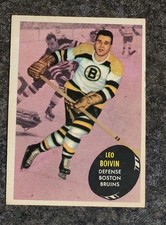 1961-62 Topps Hockey 7 Leo Boivin EX+ Condition , No Creases, Boston