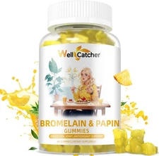Bromelain Papain Enzyme Gummies Supplement: Bromelain 500MG with Querectin for