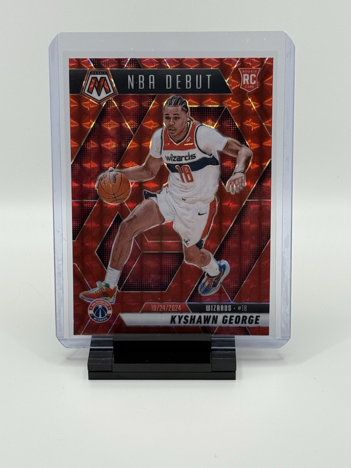 2024-25 Panini Mosaic - NBA Debut Kyshawn George #256 Red Mosaic Prizm (RC)