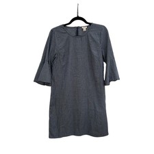 J.Crew Blue White Pinstripe Cotton Shift Dress Bell Sleeve Preppy Coastal Size 4