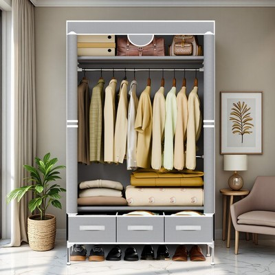 Portable Closet Wardrobe Clothes Rack Storage Organizer Shelf Stand 3 Drawers