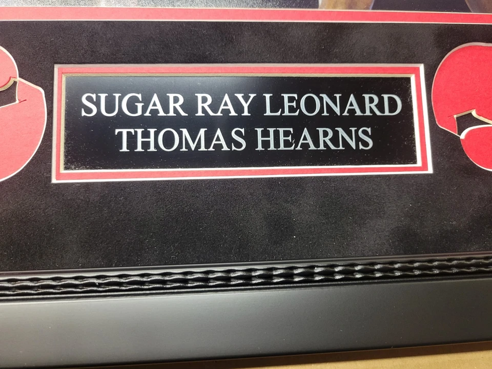 Foto de boxeo firmada por Sugar Ray Leonard Thomas Hearns enmarcada 8x10 BAS Foto 4 de 4