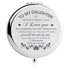 GAOLZIUY Daughter Gifts from Mom, Silver Daughters Compact Mirror, Birthday G...