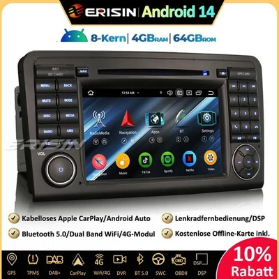 64GB Android 16 Autoradio CarPlay Für Mercedes ML/GL Klasse W164 X164 GPS DAB CD - Bild 1 von 4
