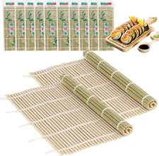 10PCS Bamboo Sushi Mat 9.5"X9.5" – Eco-Friendly Sushi Rolling Mat Bamboo, Upgrad