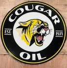 Vintage Cougar Oils Porcelain Enamel Gas & Oil Sign 48x48" DSP.