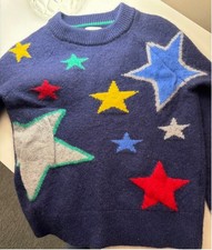 Boys Mini Boden Navy Multi-color Star Wool Blend Knit Sweater 7