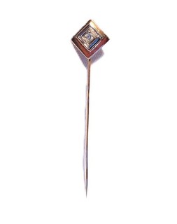 Art Deco 585 Gold 14 Kt Anstecknadel Nadel mit 0 06 Diamant um 1930 1950 RAR