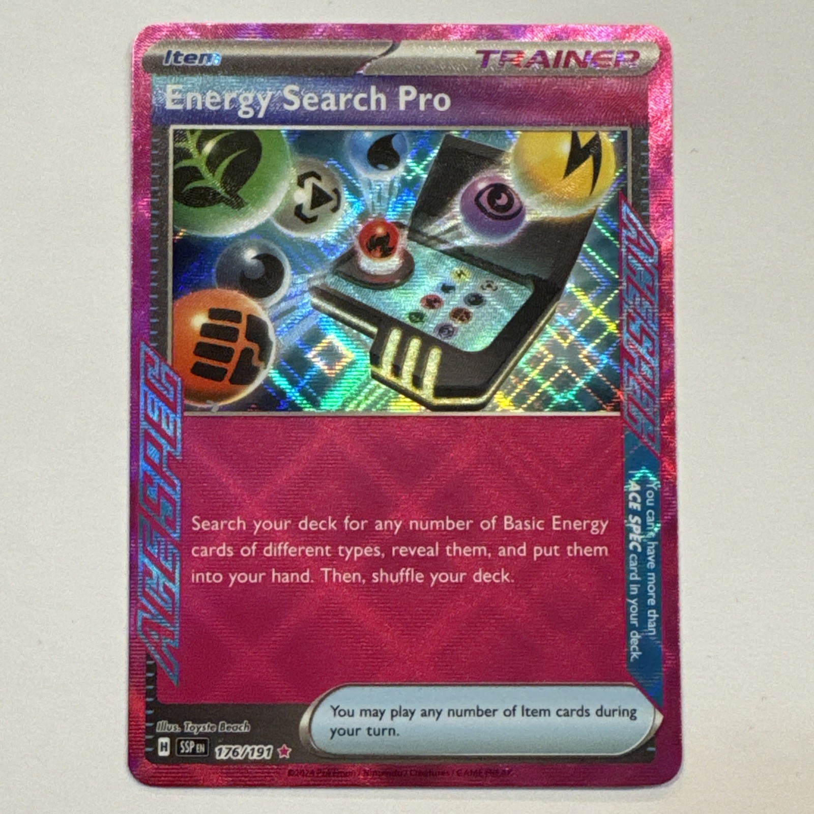 Pokemon TCG Surging Sparks Ace Spec Energy Search Pro 176/191 Near Mint