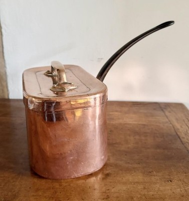 Antike französische Kupfer Daubière Braisière Schwalbenschwanz Handarbeit 19.Jh.