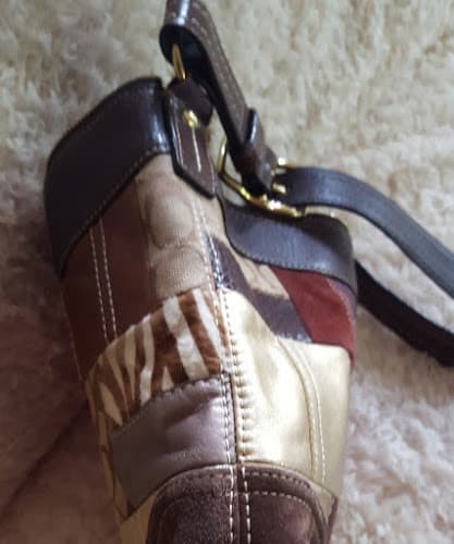 COACH Turnlock Patchwork Shoulder Bag Brown Japan… - image 22