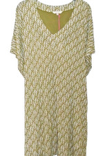White Stuff Summer Leaf Kaftan khaki green print sun dress Size M New Tags BNWT