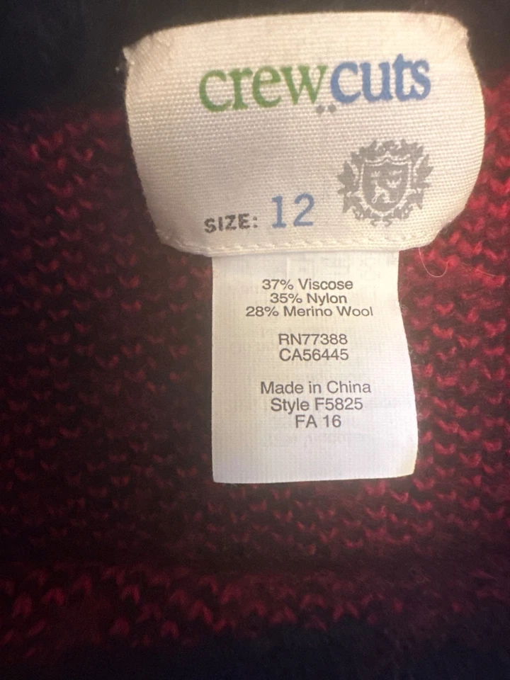 Crewcuts Kids Buffallo 格子毛衣 12 码红色和黑色羊毛混纺 — 第 2/3 张图片