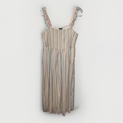 Torrid Midi Challis Smocked Tiered Dress Pastel Rainbow Striped ruffle Size  2 | eBay