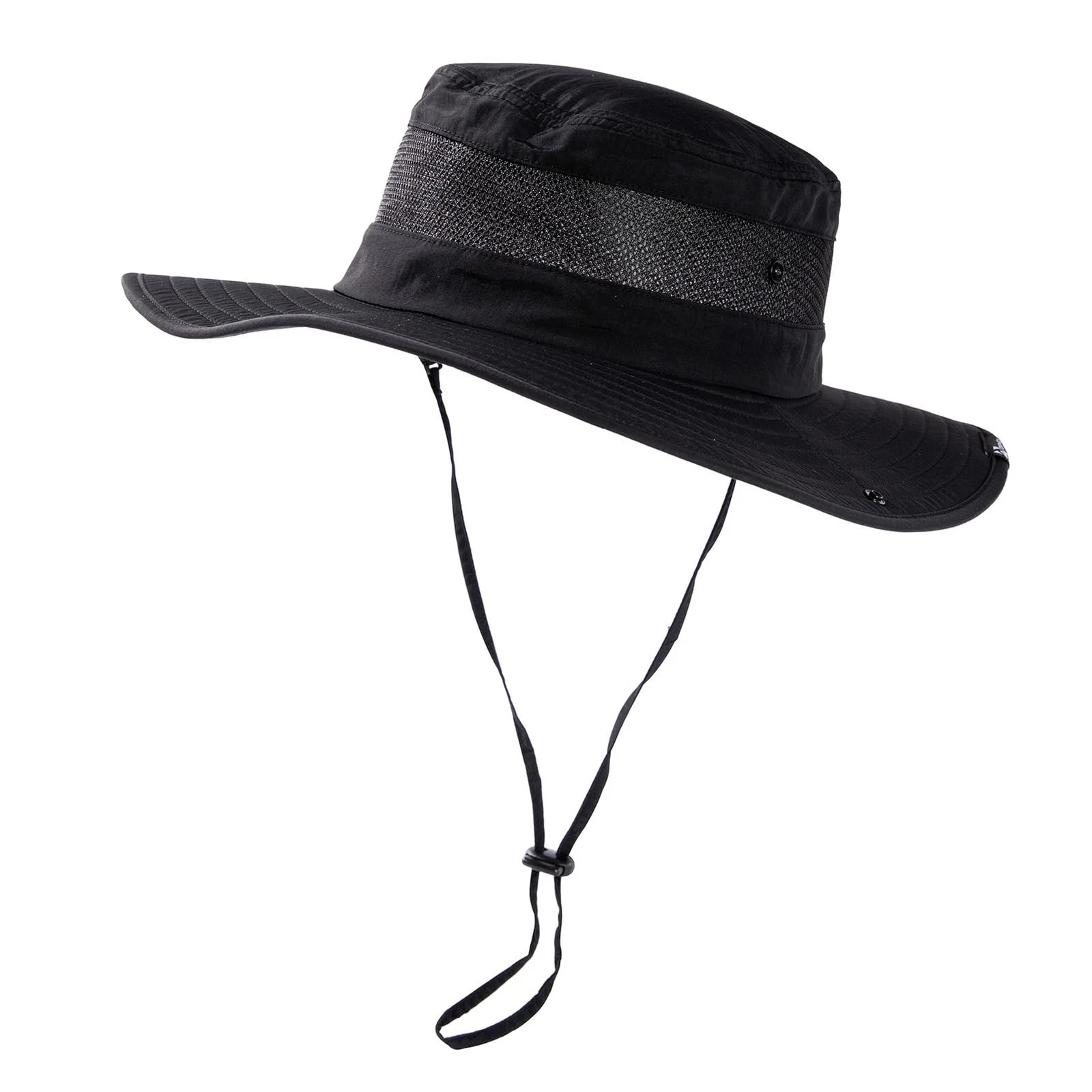 Black Summer Mesh Bucket Sun Hats for Men Big Head Wide Brim Boonie Safari Wa...
